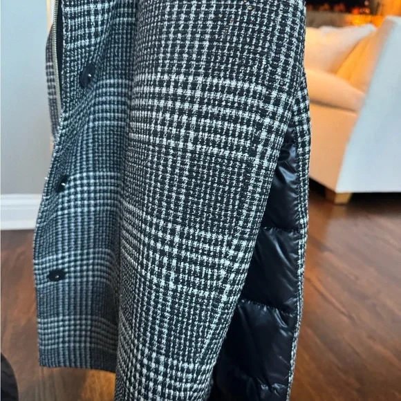 Herno Women’s Button Zip Front Glen Plaid Down Quilted Jacket Black White IT 46 - Picture 14 of 16